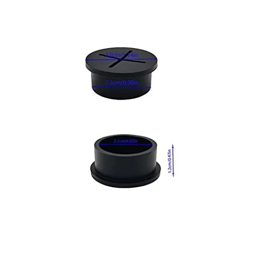 ZYYC 6 Pcs 1 Inch Black Rubber Cable Cord Grommets | Organize Desks & Cover Holes thumbnail 4