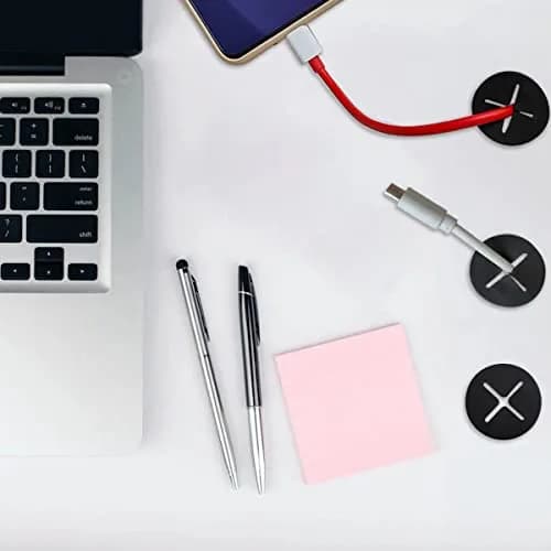 ZYYC 6 Pcs 1 Inch Black Rubber Cable Cord Grommets | Organize Desks & Cover Holes thumbnail 2