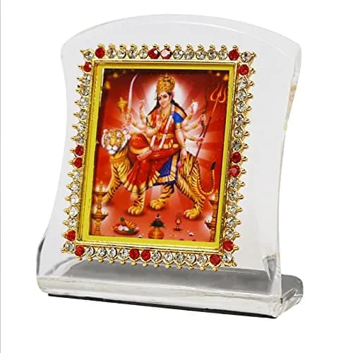 BISMAADH Shera Wali Mata Religious Idol Acrylic Showpiece Figurine 8cm (3.15in) | Handmade Traditional Decor — Shera Wali Mata
