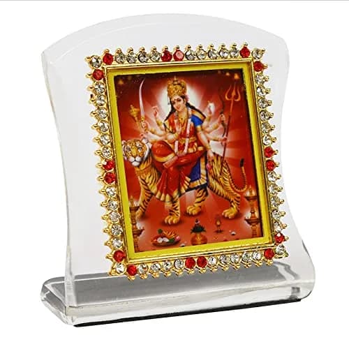 BISMAADH Shera Wali Mata Religious Idol Acrylic Showpiece Figurine 8cm (3.15in) | Handmade Traditional Decor thumbnail 2