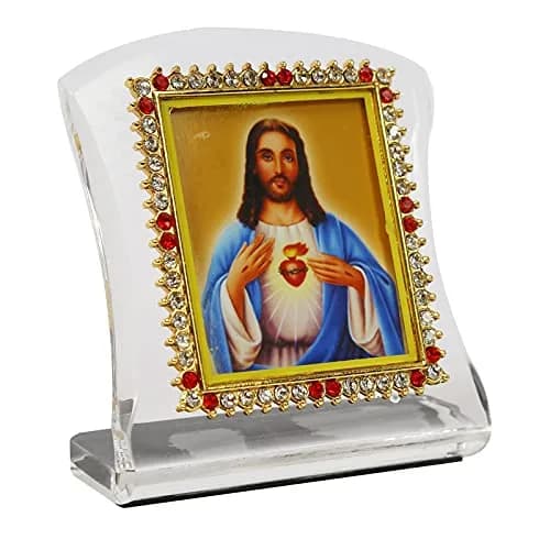 BISMAADH Jesus Christ Religious Idol Acrylic Showpiece Figurine 8cm (3.15in) | Handmade for Car Dashboard, Home & Office thumbnail 2