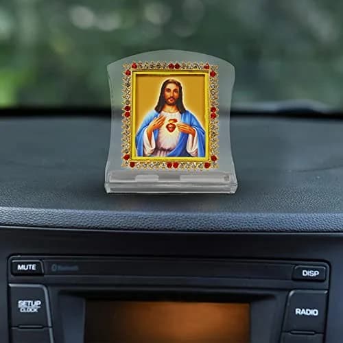 BISMAADH Jesus Christ Religious Idol Acrylic Showpiece Figurine 8cm (3.15in) | Handmade for Car Dashboard, Home & Office thumbnail 3