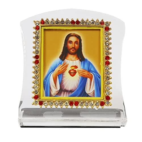 BISMAADH Jesus Christ Religious Idol Acrylic Showpiece Figurine 8cm (3.15in) | Handmade for Car Dashboard, Home & Office thumbnail 4