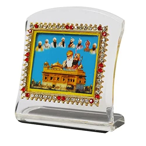 BISMAADH Das Guru & Golden Temple Religious Idol Acrylic Showpiece Figurine 2.76 inches (7cm) | Handmade for Car Dashboard, Home & Office — Das Guru, Golden Temple