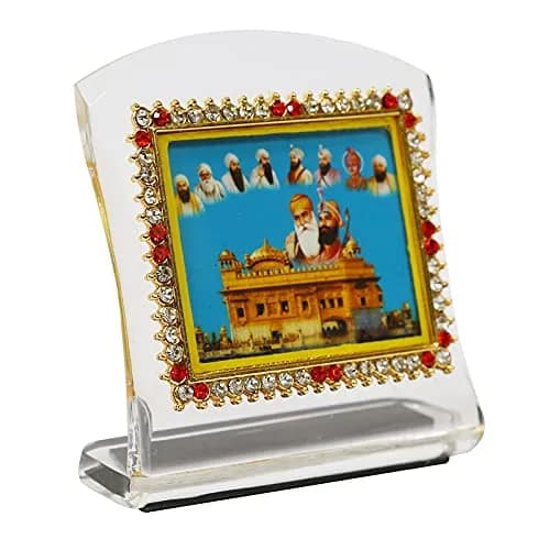 BISMAADH Das Guru & Golden Temple Religious Idol Acrylic Showpiece Figurine 2.76 inches (7cm) | Handmade for Car Dashboard, Home & Office thumbnail 2