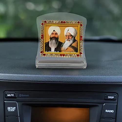 BISMAADH Radha Soami Religious Idol Acrylic Showpiece Figurine 3.15 x 2.76 x 1.57 inches (8 x 7 x 4cm) | Handmade for Car Dashboard, Home & Office thumbnail 3