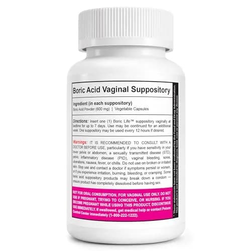 NutraBlast Boric Life Boric Acid Suppositories for Women 600mg 14 Count | Supports Odor Control, Intimate Health Support, 100% Pure, Vegetable Capsules thumbnail 2