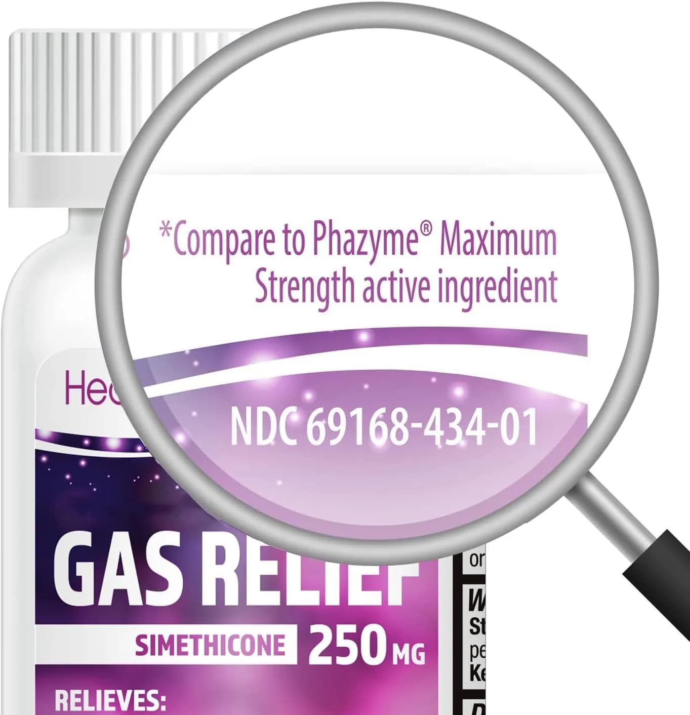 HealthA2Z Gas Relief Simethicone 250mg Max Strength Softgels 100 Count Purple | Fast-Acting Bloating Relief - view 2