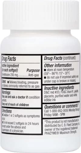 HealthA2Z Gas Relief Simethicone 250mg Max Strength Softgels 100 Count Purple | Fast-Acting Bloating Relief thumbnail 3