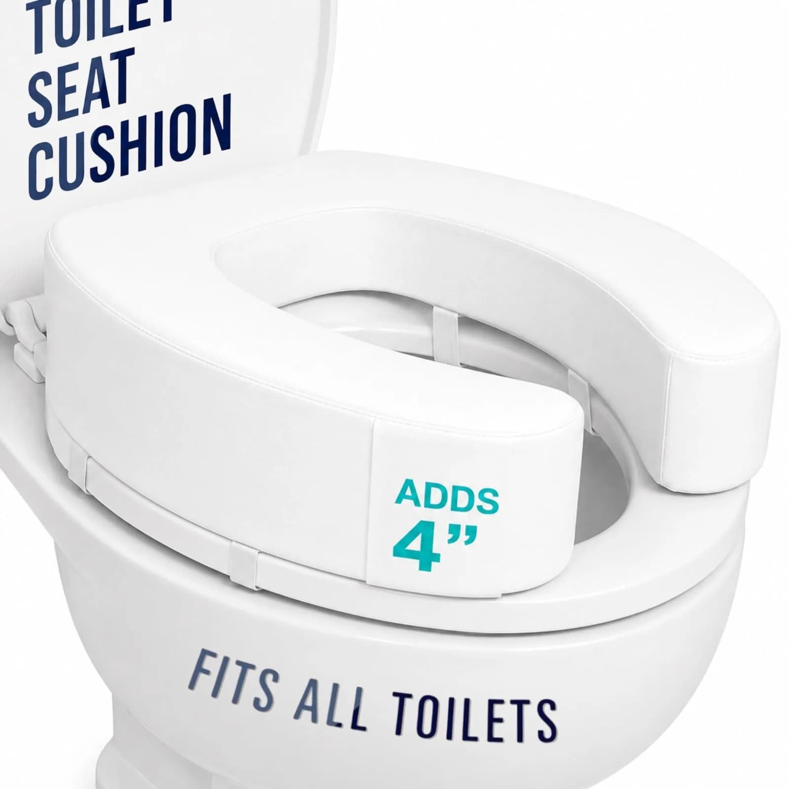 Vive Toilet Seat Cushion with 4" Foam Core - Fits Standard & Elongated Seats | Padded Comfort Riser - main product image