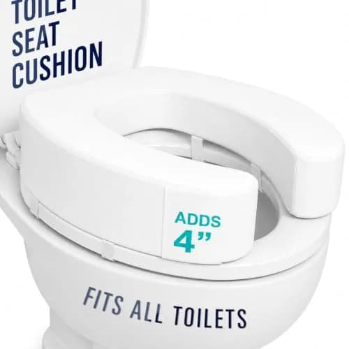 Vive Toilet Seat Cushion with 4" Foam Core - Fits Standard & Elongated Seats | Padded Comfort Riser thumbnail 1