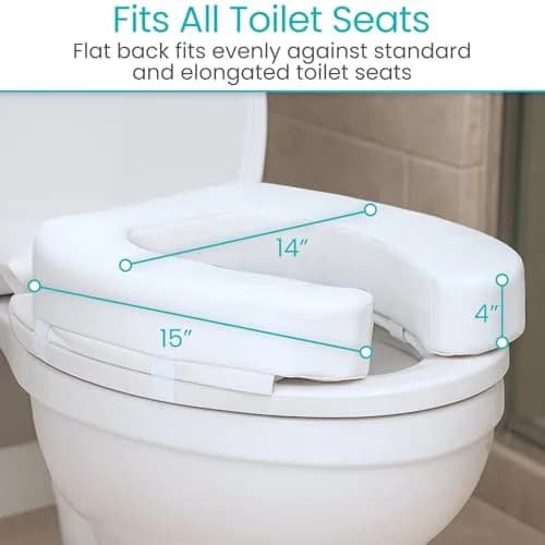 Vive Toilet Seat Cushion with 4" Foam Core - Fits Standard & Elongated Seats | Padded Comfort Riser thumbnail 5