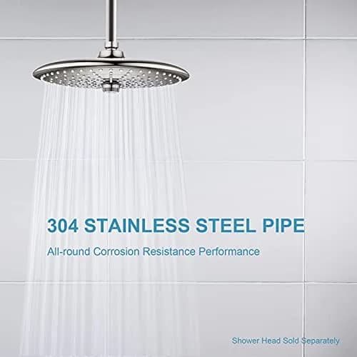 OFFO 16 inch (40.46cm) Brushed Nickel Ceiling Mount Shower Arm with Flange | Straight Rain Shower Extension thumbnail 3