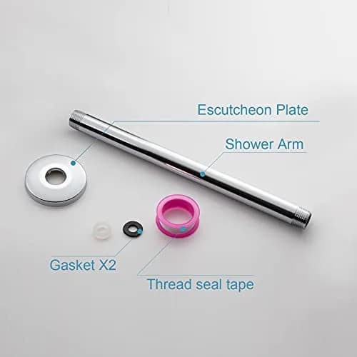 OFFO 10 inch (25.4cm) Ceiling Mount Shower Arm with Flange | Stainless Steel Chrome Finish thumbnail 6