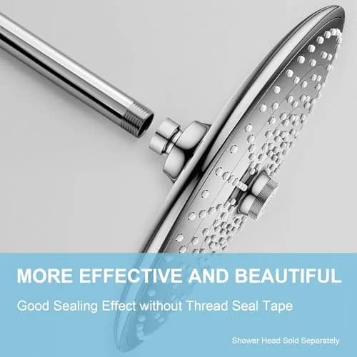 OFFO 10 inch (25.4cm) Ceiling Mount Shower Arm with Flange | Stainless Steel Chrome Finish thumbnail 2