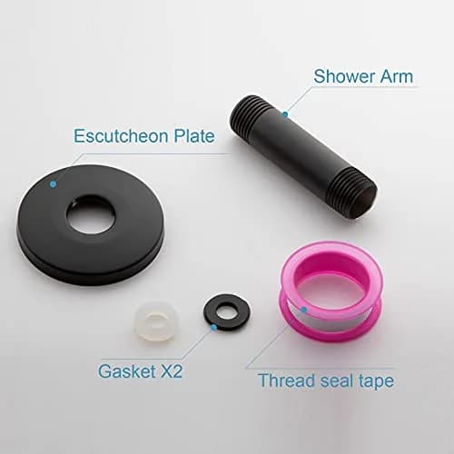 OFFO 3 inch Ceiling Mount Shower Arm with Flange, Matte Black | Straight Arm for Fixed Shower Head & High Pressure Rain thumbnail 5
