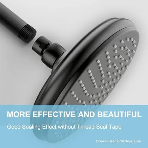 OFFO 3 inch Ceiling Mount Shower Arm with Flange, Matte Black | Straight Arm for Fixed Shower Head & High Pressure Rain thumbnail 2