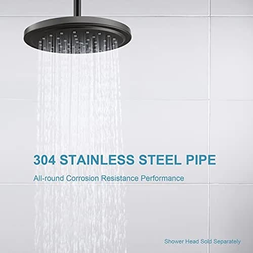 OFFO 3 inch Ceiling Mount Shower Arm with Flange, Matte Black | Straight Arm for Fixed Shower Head & High Pressure Rain thumbnail 3