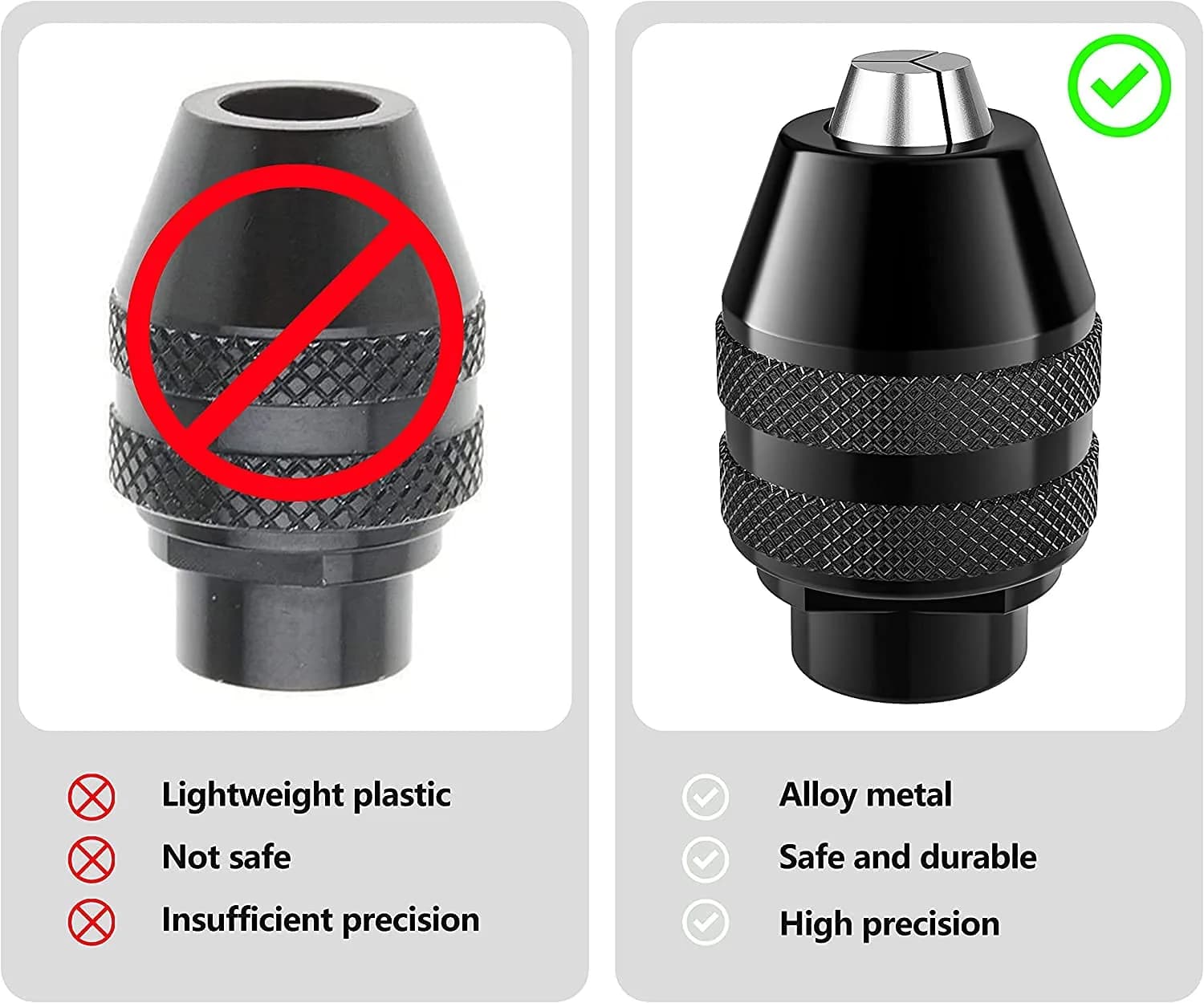 Mellbree Keyless Chuck for Rotary Tools 1/32"-1/8" Shank | Precision Drill Chuck Replacement with Alloy Steel Body - view 2