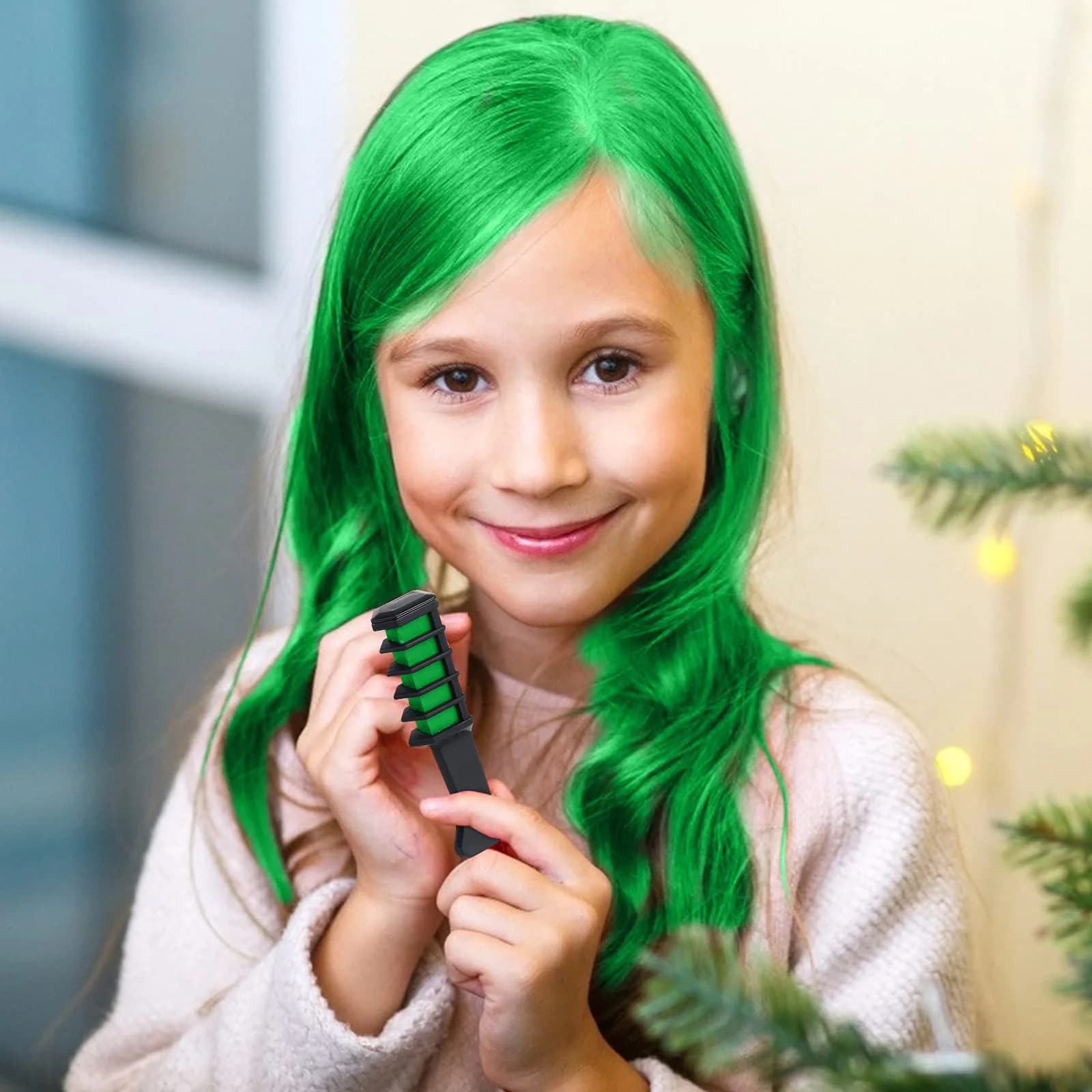 MSDADA Green Hair Chalk Comb Set (6 Pcs) | Temporary Washable Hair Color for Kids - view 6