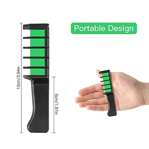 MSDADA Green Hair Chalk Comb Set (6 Pcs) | Temporary Washable Hair Color for Kids thumbnail 2