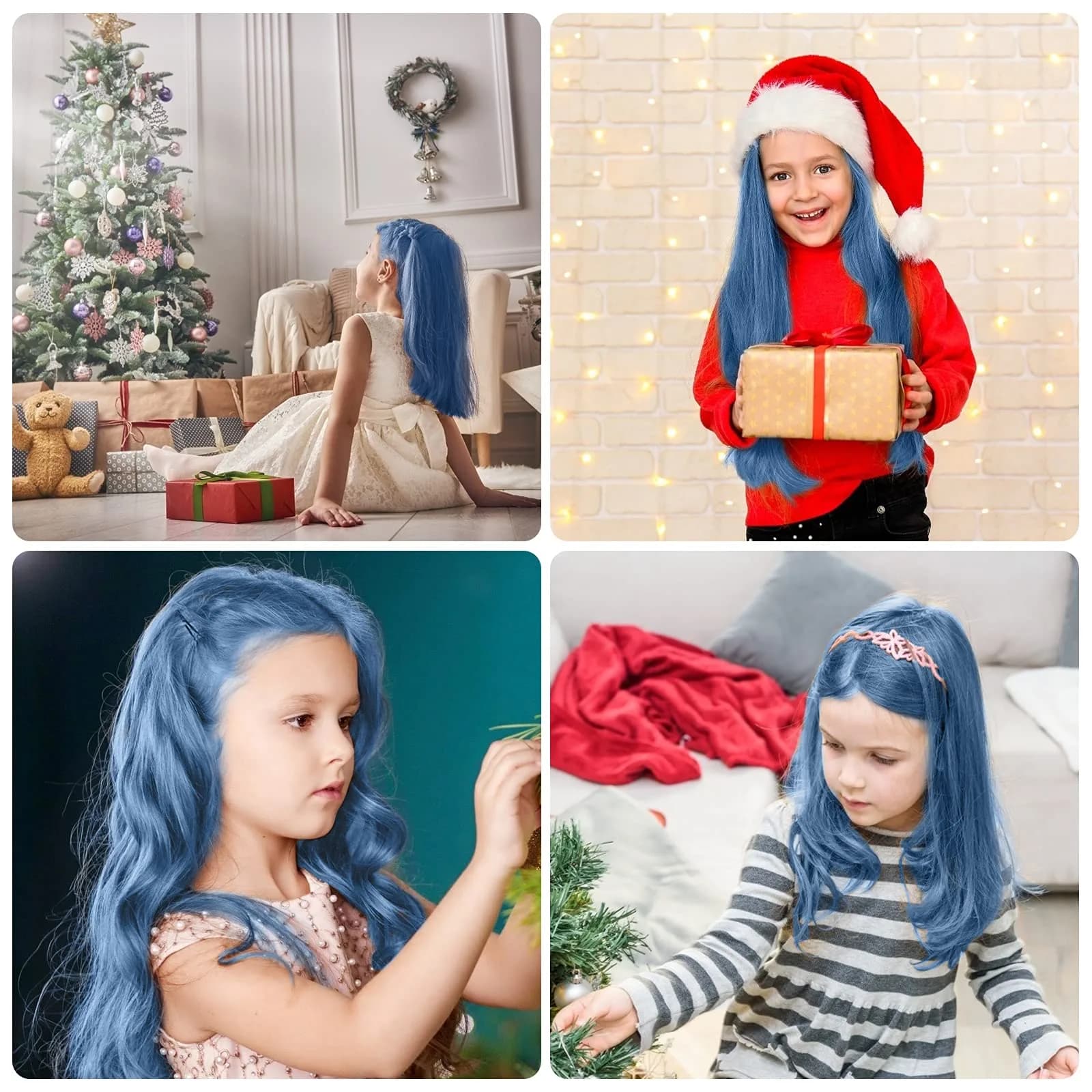 MSDADA Blue Hair Chalk Comb 6 Pcs | Temporary Washable Hair Color for Kids, Glitter Effect - view 5