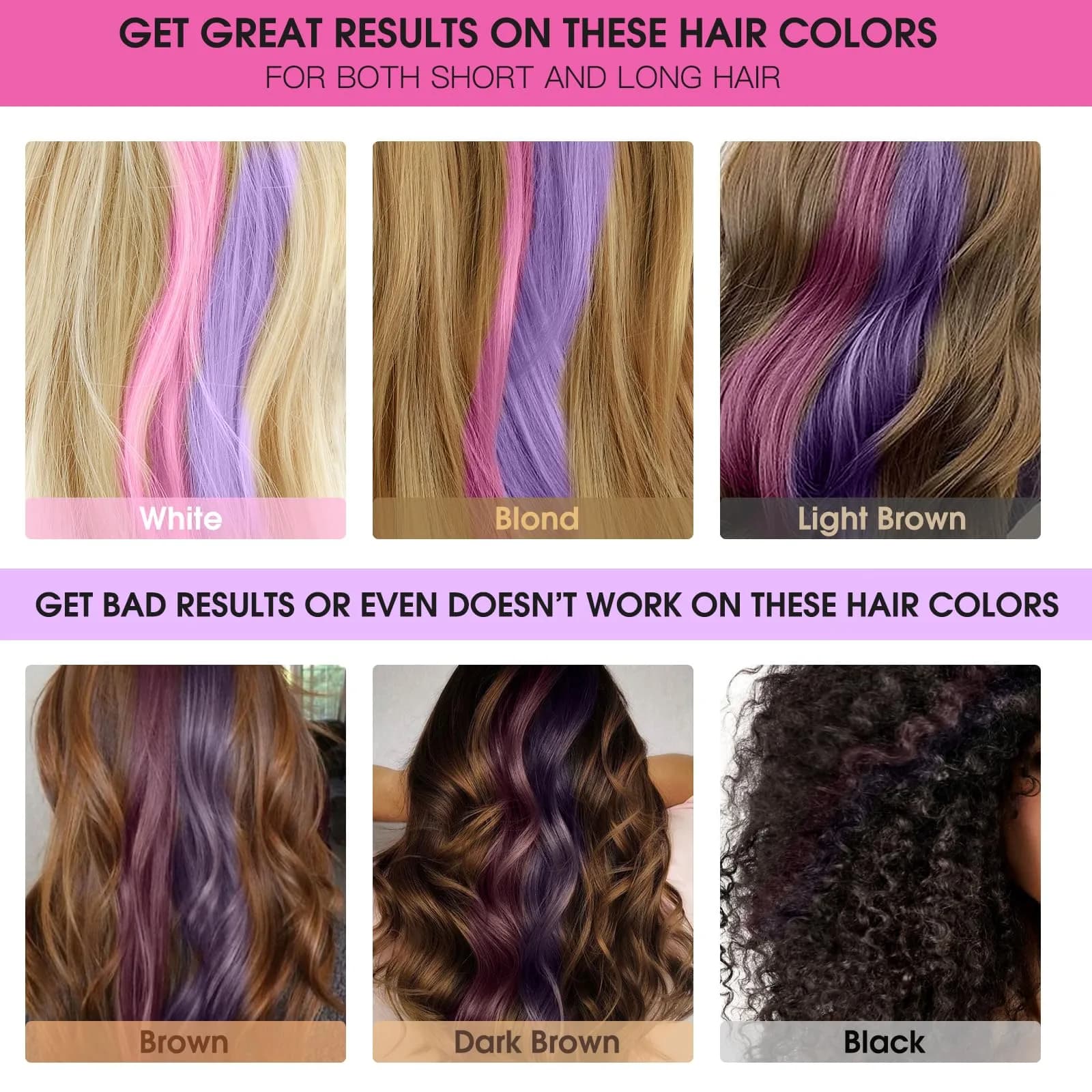 MSDADA Blue Hair Chalk Comb 6 Pcs | Temporary Washable Hair Color for Kids, Glitter Effect - view 2