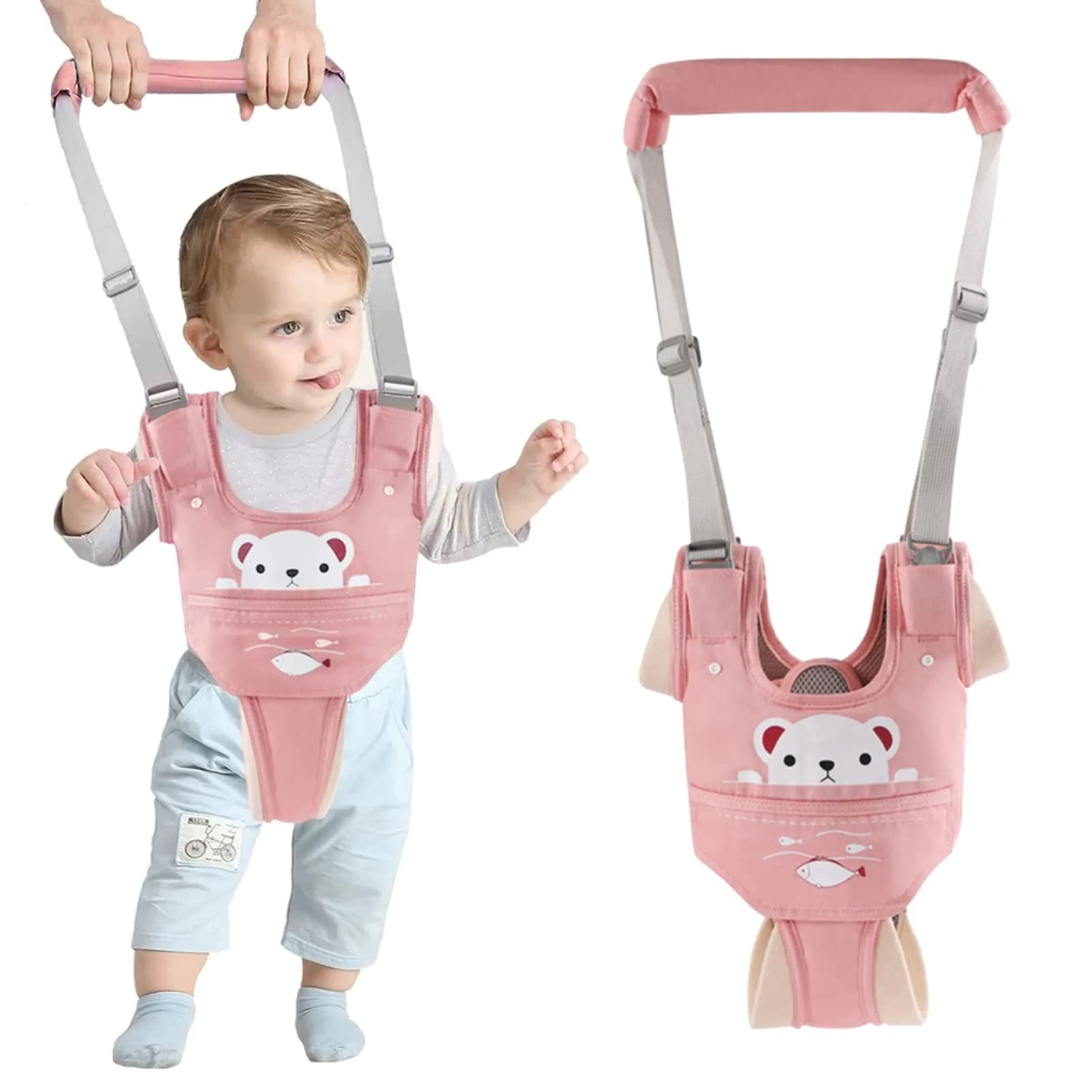 Ocanoiy Pink Baby Walking Harness Handheld Assistant Belt | Helps Toddlers Stand, Walk & Balance Safely - main product image