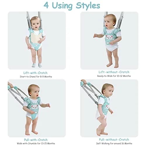 Ocanoiy Baby Walking Harness Handheld Baby Walker Assistant Belt Green | Adjustable Toddler Infant Walker Harnesses Standing Up and Walking Learning Helper With Detachable Crotch for 9-24 Month Old thumbnail 5