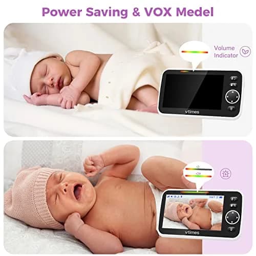 VTimes Baby Monitor Video Baby Monitor with Camera and Audio No WiFi 5" LCD Screen, Two-Way Audio, Night Vision, 1000ft Range, 2X Zoom Temperature Display, Lullaby | Stable Private Wireless Connection thumbnail 6