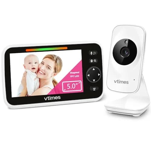 VTimes Baby Monitor Video Baby Monitor with Camera and Audio No WiFi 5" LCD Screen, Two-Way Audio, Night Vision, 1000ft Range, 2X Zoom Temperature Display, Lullaby | Stable Private Wireless Connection thumbnail 1