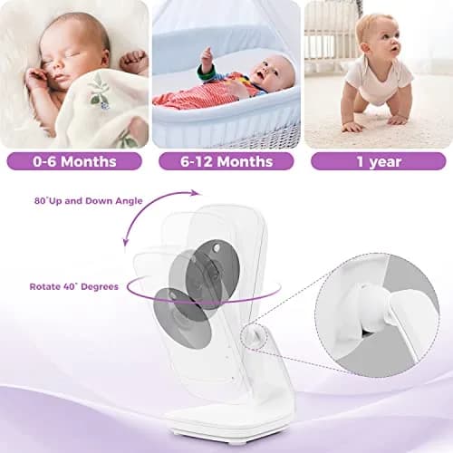 VTimes Baby Monitor Video Baby Monitor with Camera and Audio No WiFi 5" LCD Screen, Two-Way Audio, Night Vision, 1000ft Range, 2X Zoom Temperature Display, Lullaby | Stable Private Wireless Connection thumbnail 8