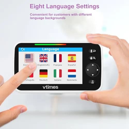 VTimes Baby Monitor Video Baby Monitor with Camera and Audio No WiFi 5" LCD Screen, Two-Way Audio, Night Vision, 1000ft Range, 2X Zoom Temperature Display, Lullaby | Stable Private Wireless Connection thumbnail 2