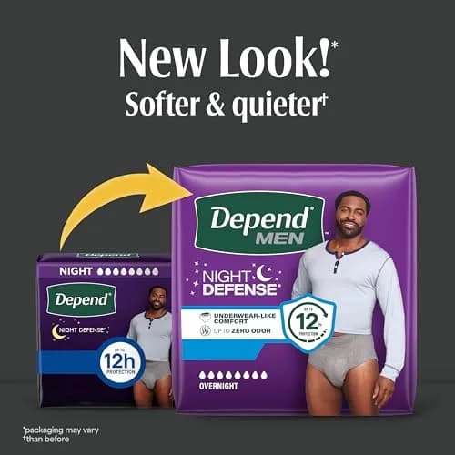 Depend Night Defense Adult Diapers for Men, XL, 12 Count | Maximum Absorbency Overnight Protection thumbnail 2