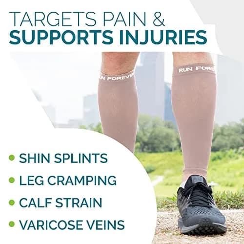 Run Forever Calf Compression Sleeve for Men & Women, 20-30mmHg Compression, Small, Nude | FDA Approved Leg Sleeve thumbnail 6