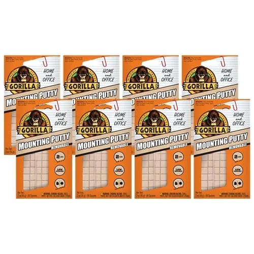 Gorilla Mounting Putty Natural Tan Color 672 Squares (Pack of 8) | Non-Toxic Removable & Repositionable Wall Putty thumbnail 1