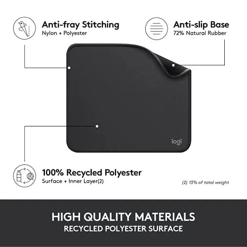 Logitech Studio Series Computer Mouse Pad - Graphite 20 x 23 cm (7.9 x 9.1 in) | Smooth Glide & Spill-Resistant thumbnail 4