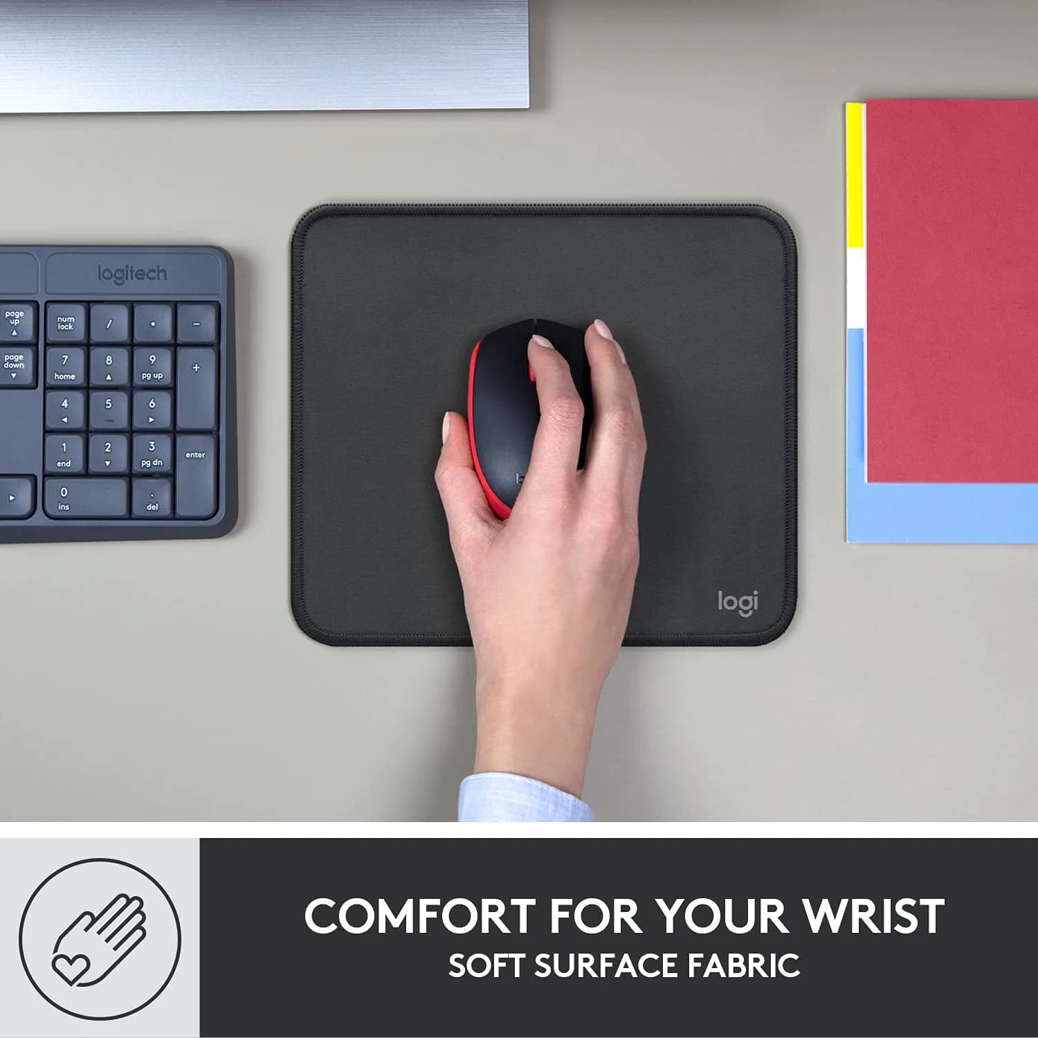 Logitech Studio Series Computer Mouse Pad - Graphite 20 x 23 cm (7.9 x 9.1 in) | Smooth Glide & Spill-Resistant - view 6