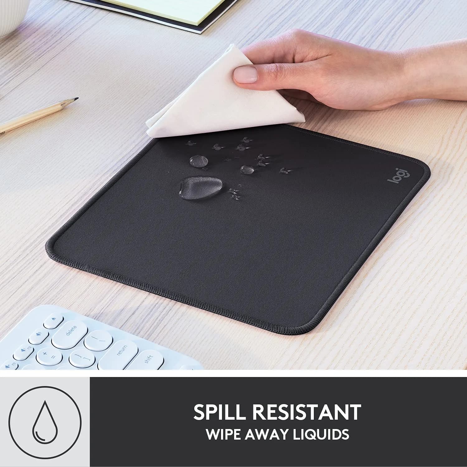 Logitech Studio Series Computer Mouse Pad - Graphite 20 x 23 cm (7.9 x 9.1 in) | Smooth Glide & Spill-Resistant - view 3