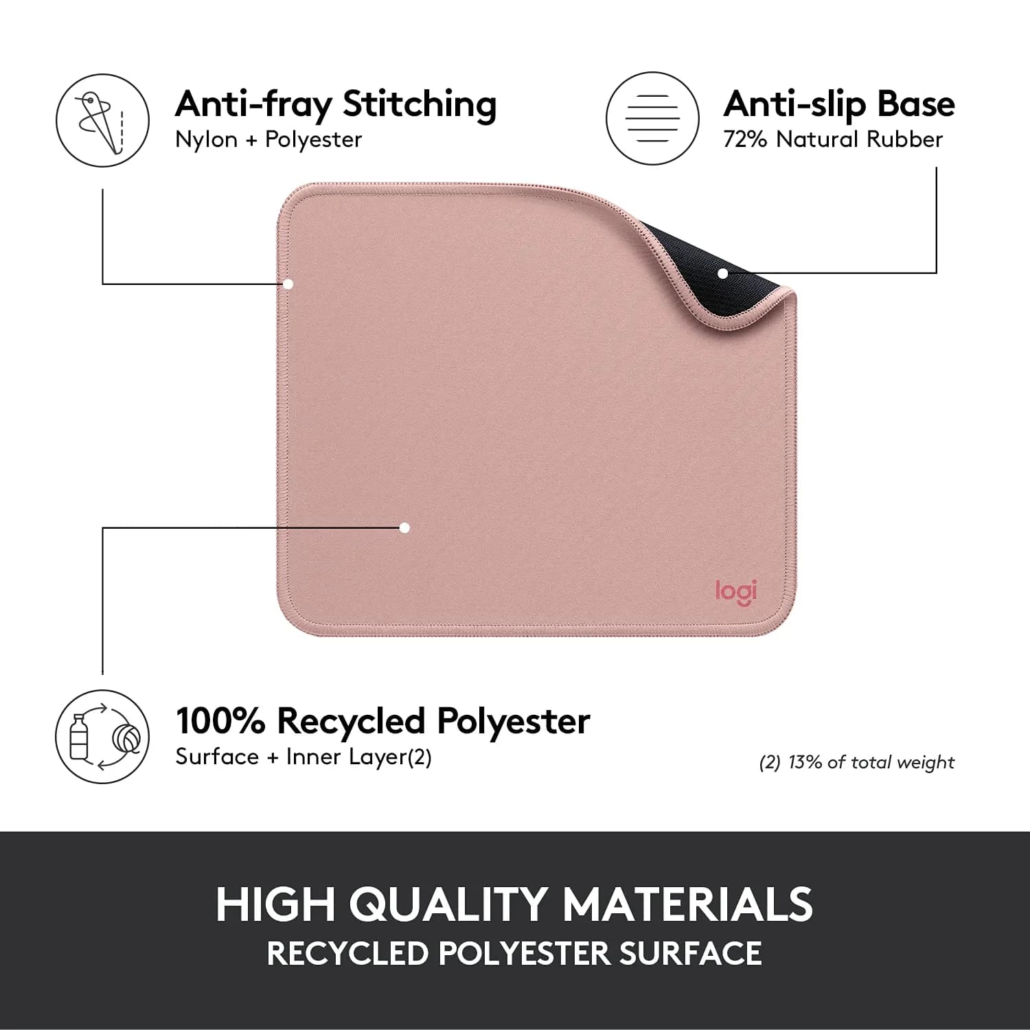 Logitech Studio Series Mouse Pad - Darker Rose 20 x 23 cm (7.9 x 9.1 in) | Smooth Glide & Spill-Resistant - view 5