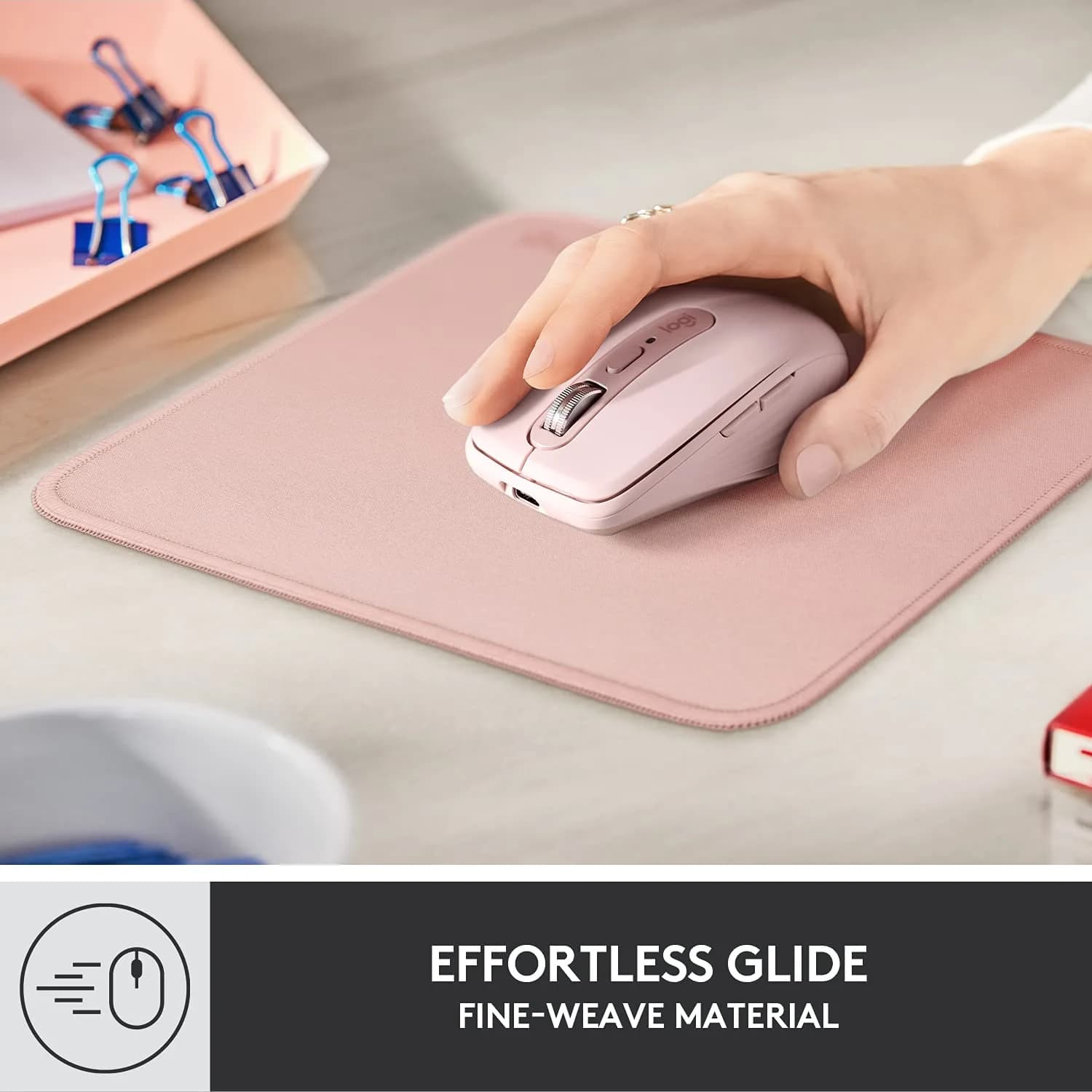 Logitech Studio Series Mouse Pad - Darker Rose 20 x 23 cm (7.9 x 9.1 in) | Smooth Glide & Spill-Resistant - view 3