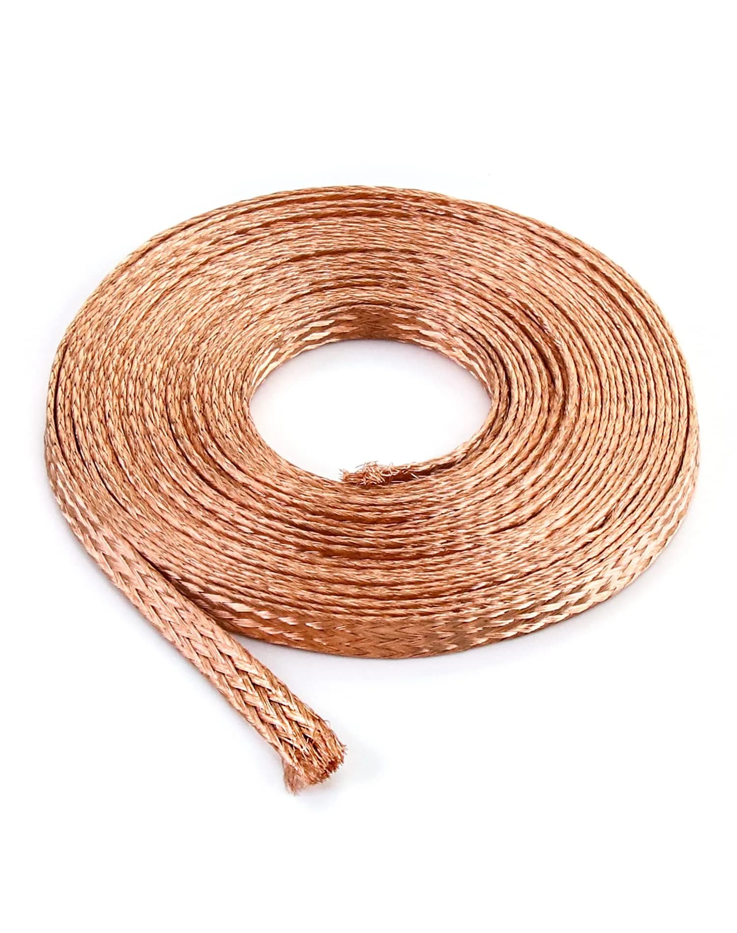 QWORK Flat Copper Braid Cable 20ft | Flexible Grounding Wire Mesh for Electronics & Radiation Shielding