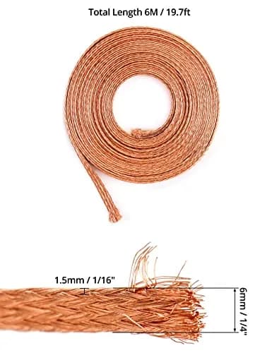 QWORK Flat Copper Braid Cable 20ft | Flexible Grounding Wire Mesh for Electronics & Radiation Shielding thumbnail 5