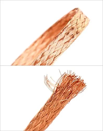 QWORK Flat Copper Braid Cable 20ft | Flexible Grounding Wire Mesh for Electronics & Radiation Shielding thumbnail 3