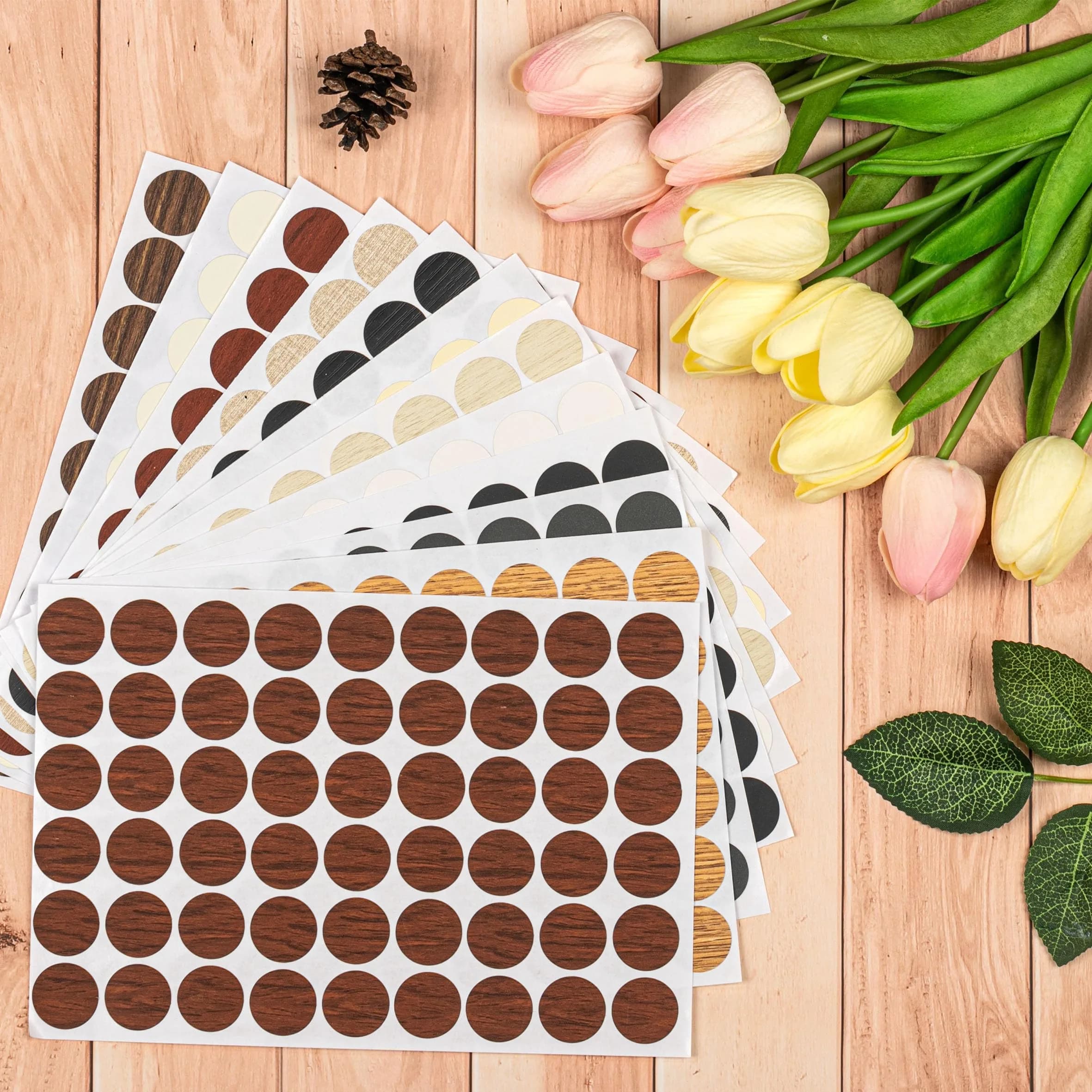 INKNOTE Self-Adhesive Screw Hole Covers Stickers 648 PCS (12 Colors) | PVC Dustproof for Furniture & Walls - view 5