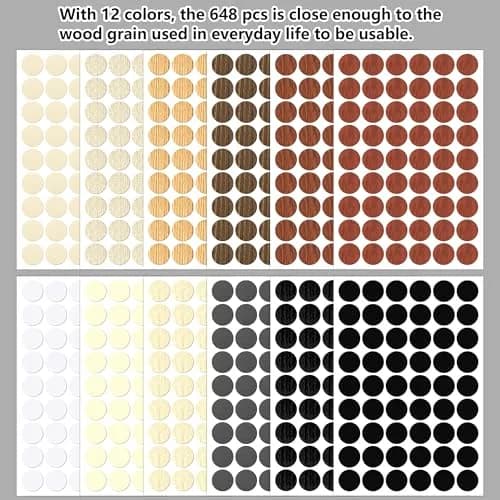 INKNOTE Self-Adhesive Screw Hole Covers Stickers 648 PCS (12 Colors) | PVC Dustproof for Furniture & Walls thumbnail 6