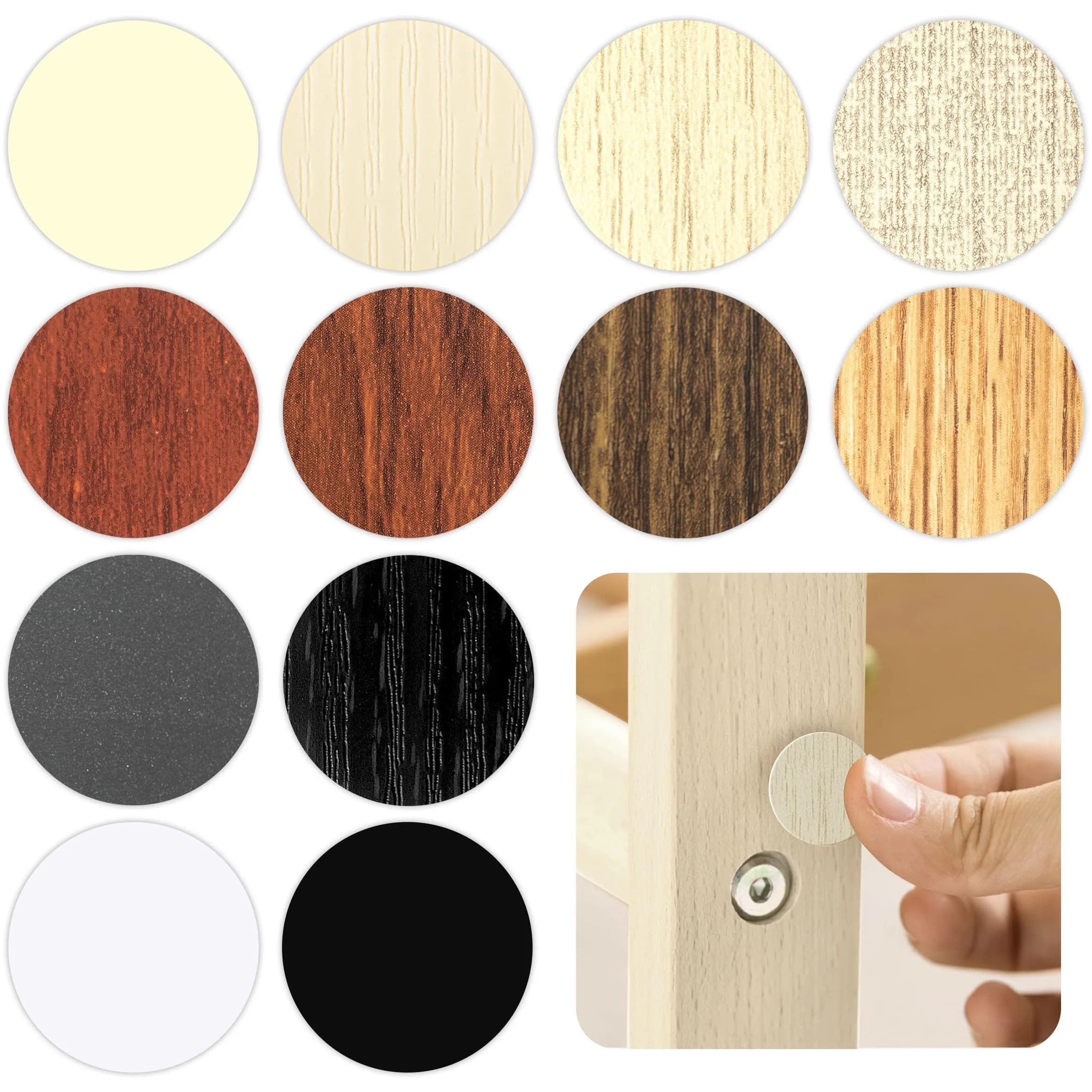 INKNOTE Self-Adhesive Screw Hole Covers Stickers 648 PCS (12 Colors) | PVC Dustproof for Furniture & Walls - main product image