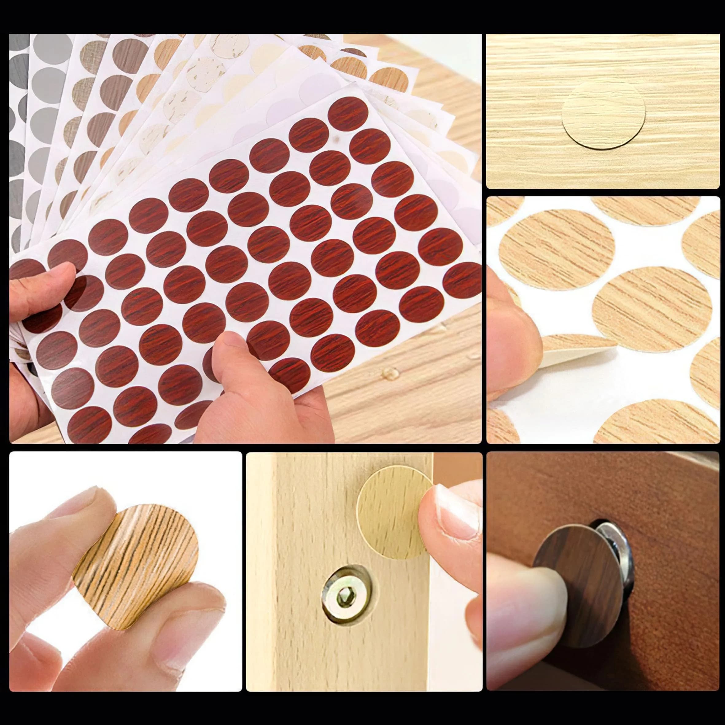 INKNOTE Self-Adhesive Screw Hole Covers Stickers 648 PCS (12 Colors) | PVC Dustproof for Furniture & Walls - view 2
