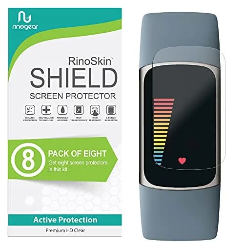 RinoGear Screen Protector for Fitbit Charge 6 & 5 | Flexible Clear Film, Case Friendly, 8 Pack thumbnail 1