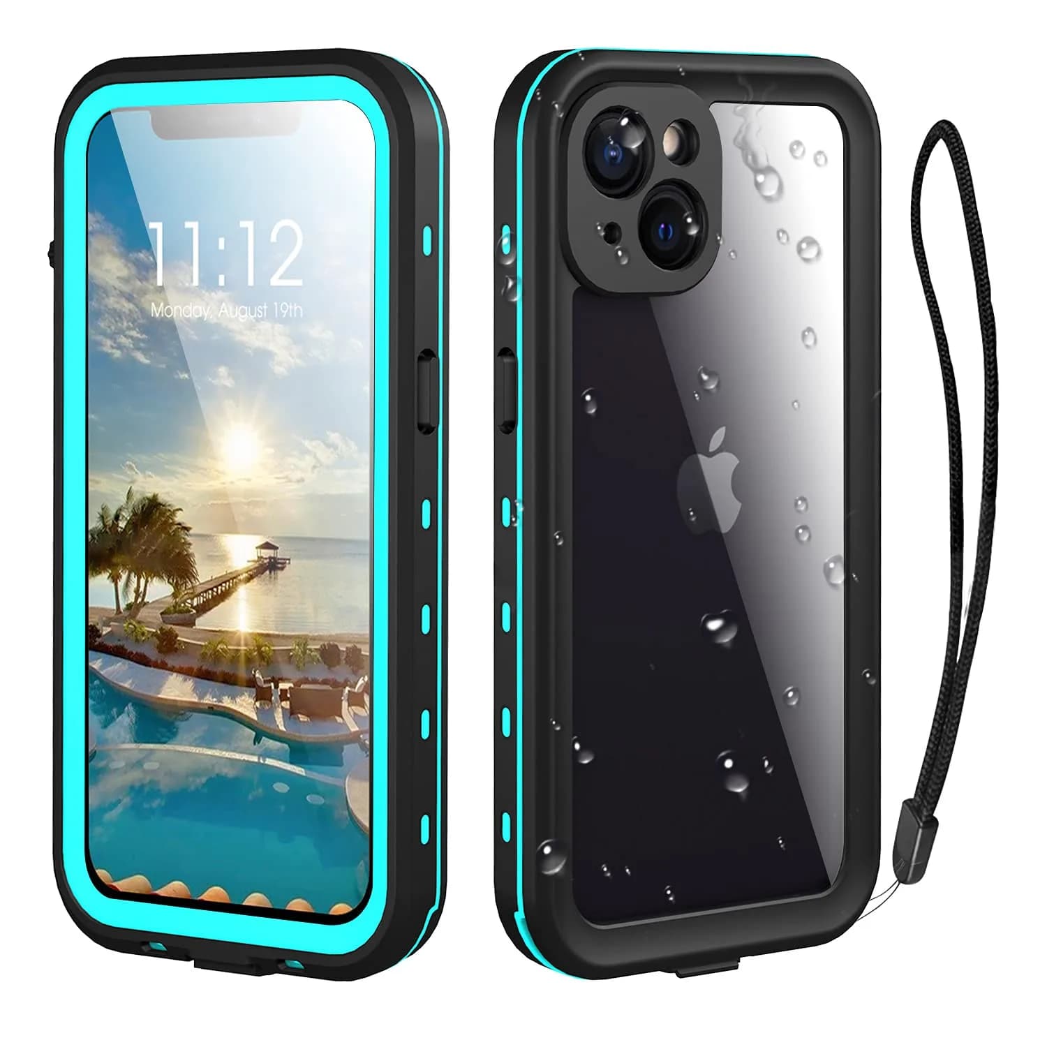 Transy Waterproof Phone Case for iPhone 13 Pro | IP68 Shockproof Dust-Proof with Built-in Screen Protector (Teal, 6.1 inches) — Blue / iPhone 13